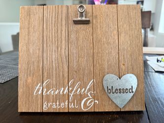 Rustic Wood Photo Clip Frame Thankful Blessed