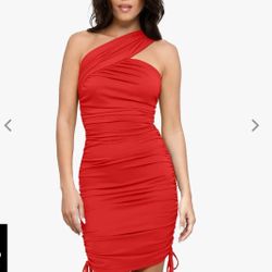 Bluetag Cooling Shapewear One-Shoulder Ruched Bodycon Dress