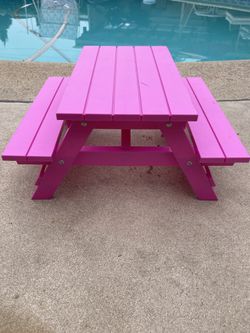 Pink American Girl Doll Picnic Table