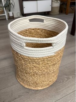 Two-tone Woven Basket With Handles