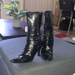 Black Faux Leather Heels