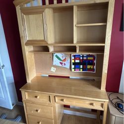 Real Wooden Desk With Hutch & Wooden Chair