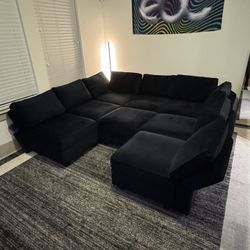 Black Velvet Sectional Sofa