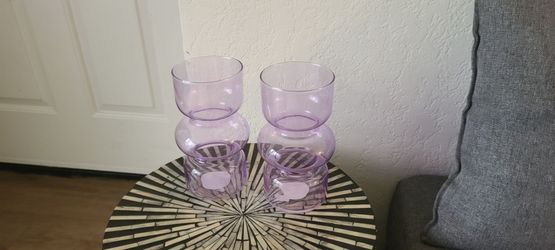 Two Lavender Glass Vases