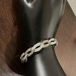 14k White Gold With White & Coffee Diamonds Bracelet