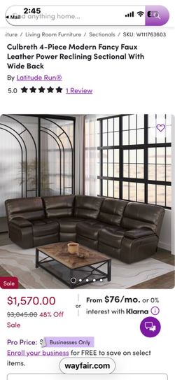 Culbreth 4-Piece Modern Fancy Faux Leather Power Reclining Sectional With Wide Back
