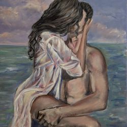 20*16 Original Oil Painting. The Kiss 