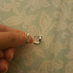 Real silver Zircon diamond Hoop Earrings 