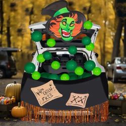 Trunk or treat Car decor (with Witch Head, Balloons, Tassels) New