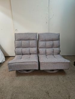 Set of 2 Gray Swivel Reclining Floor Gaming/Lounge Chairs – $120
