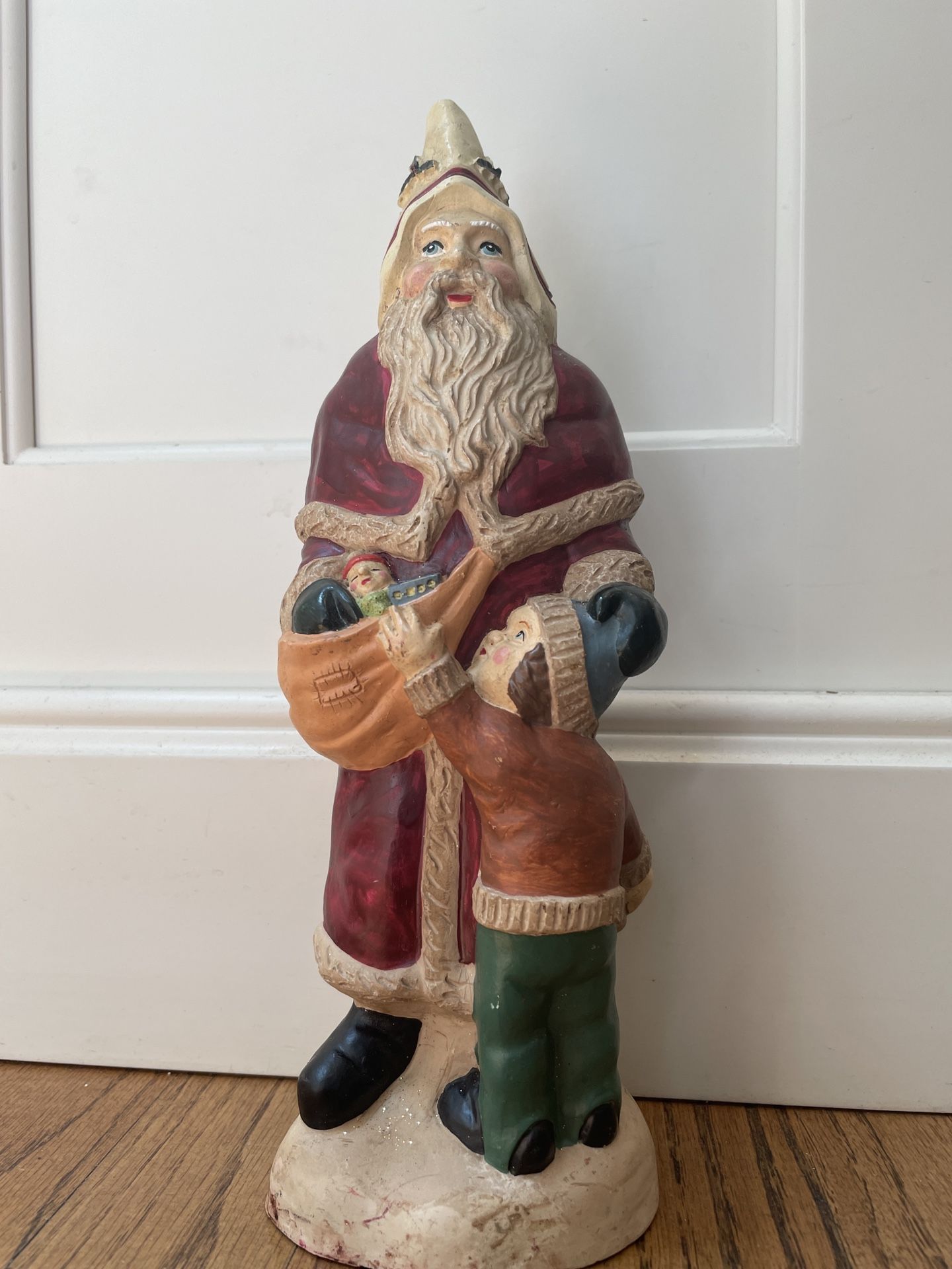 Vintage Father Christmas Santa w/ Presents 10.5" Figurine Home Decor Folk Art. Condition is pre owned and perhaps shows some signs of wear from age