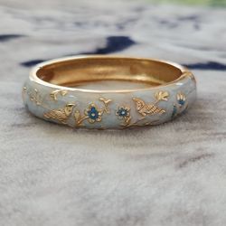 Light Blue Enamel Alloy Bangle Bracelet Cloisonne