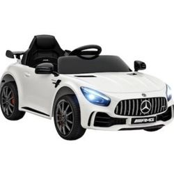 12V Licensed Mercedes Benz AMG GTR Kids Ride on Electric Car, Black Electric Vehicle w/Parent Remote, Bluetooth, Wider Seat, LED Lights, Openable Door