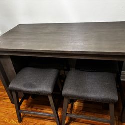 Counter-Height Table with 4 Stools – Gray Wood Finish