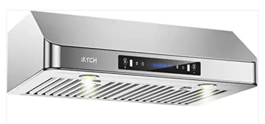 iKTCH 30 in. 900 CFM Ducted Under Cabinet Range Hood in Stainless Steel 4 Speed Gesture Sensing and Touch Control Panel