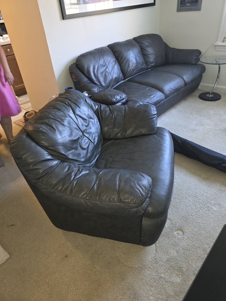 Leather Sofa BEDROOM With Chair