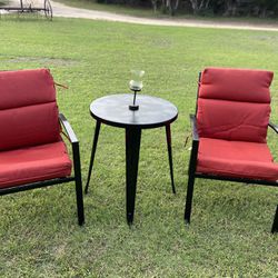 Metal Bistro Patio Set With Comfy Cushions!
