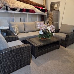 Outdoor Sofa, 2 Chairs, Coffee Table