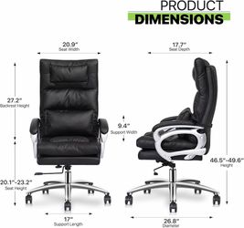 Office Executive Chair High Back Adjustable Managerial Desk Chair, Ergonomic Swivel Computer PU Leather Chair with Detachable Lumbar Support for Offic