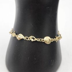 14kt Yellow Gold Seashell Bracelet 7" 6.6G