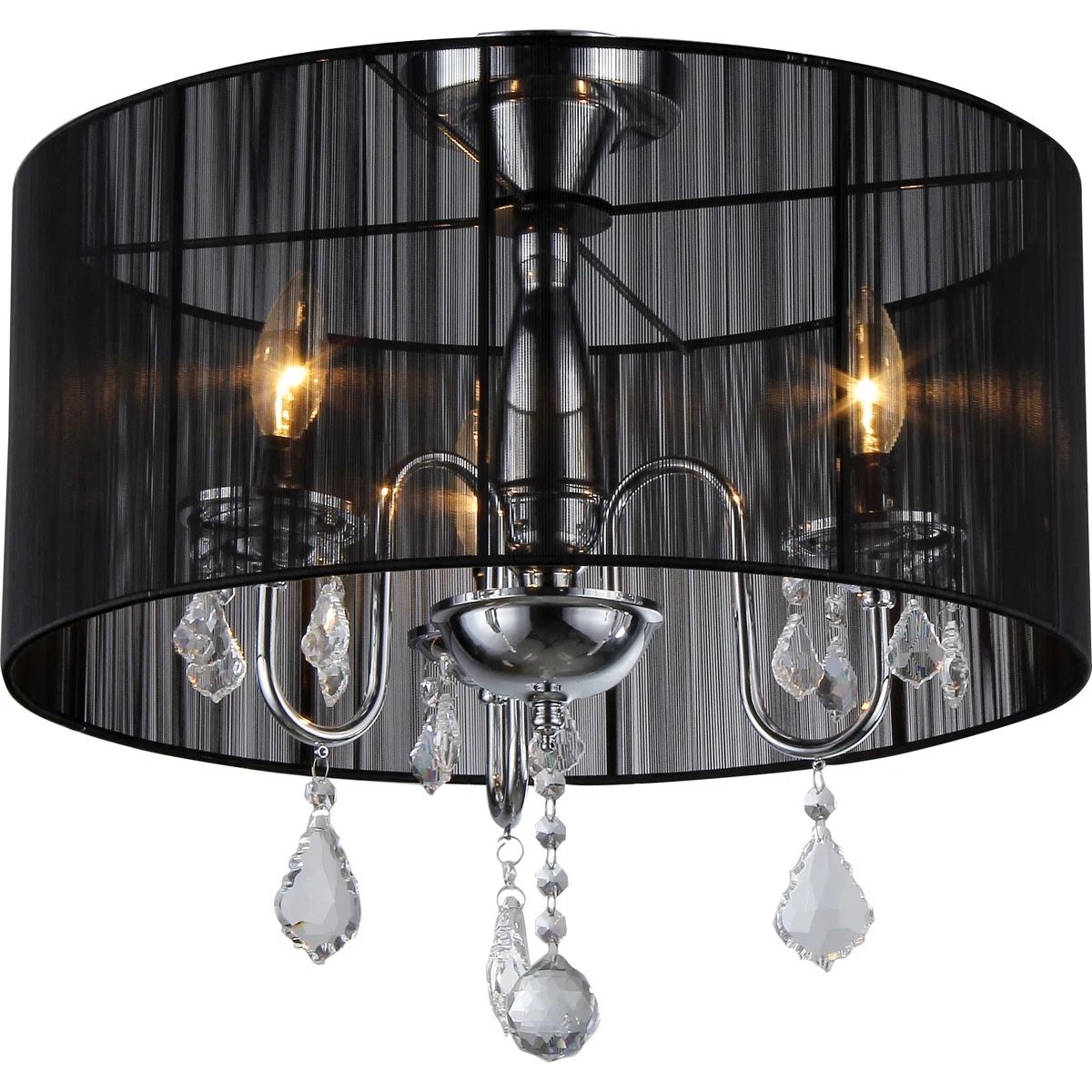 NEW 🤩 Offer/Oferta Beautiful Black Crystal Chrome Chandelier Pendant Light Lamp
