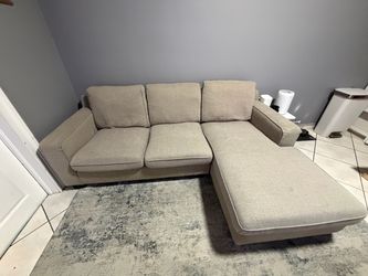 Beige Fabric Sectional Sofa with Chaise