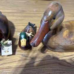 Trio Of Very Rare Hand Carved Duck Decoys