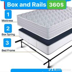 Huge sale for Mattress And Box Twin size mattress and box 150.$ full 190$ Queen 200$ king 290$. Mattress And Box and frame and headboard. King 580$ Qu
