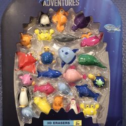 Underwater adventures 25 count 3-D erasers