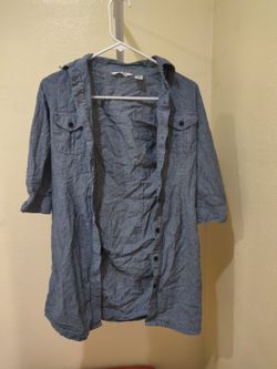 Gray button-up flannel dress
