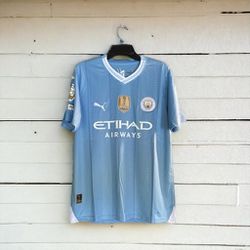 Manchester City Jack Grealish #10 Home Blue Soccer Jersey 23/24 Men Size