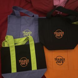 FULL SET OF 4! Trader Joe’s Trick Or Treat Canvas Tote Bags Mini Halloween