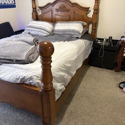 Queen Solid Wood Bed Frame + Mattress