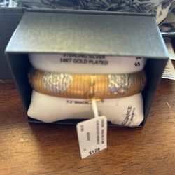 Brilliance Omega Flex Bangle Gold over Sterling Silver Bracelet, 7.5" 14 K 