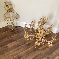 Gold chandelier and light fixture