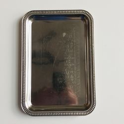 Vintage Antique. Metal Rectangular Tray. Delicate ornament carved on metal. Like new condition. 11” x 7.625”. Great bargain.