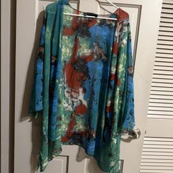 Women’s Colleen Lopez Sheer Flowing Cardigan Size XL Multicolor 