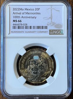 2022 Mexico 20 Peso MS66 Mennonite 100th Anniversary Coin