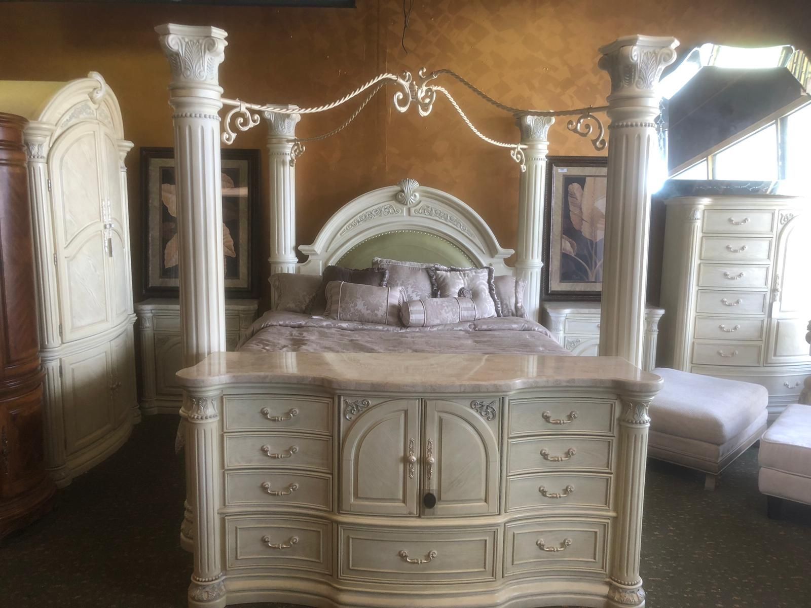 AICO by Michael Amini Monte Carlo II silver pearl king size bedroom set