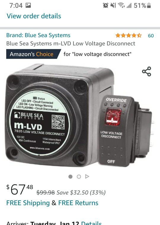 Photo Blue Sea Systems mLVD Low Voltage Disconnect for BOAT, RV, solar