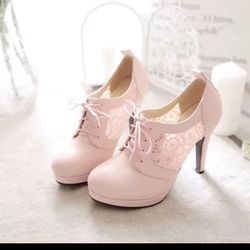 Pink Lace Pumps