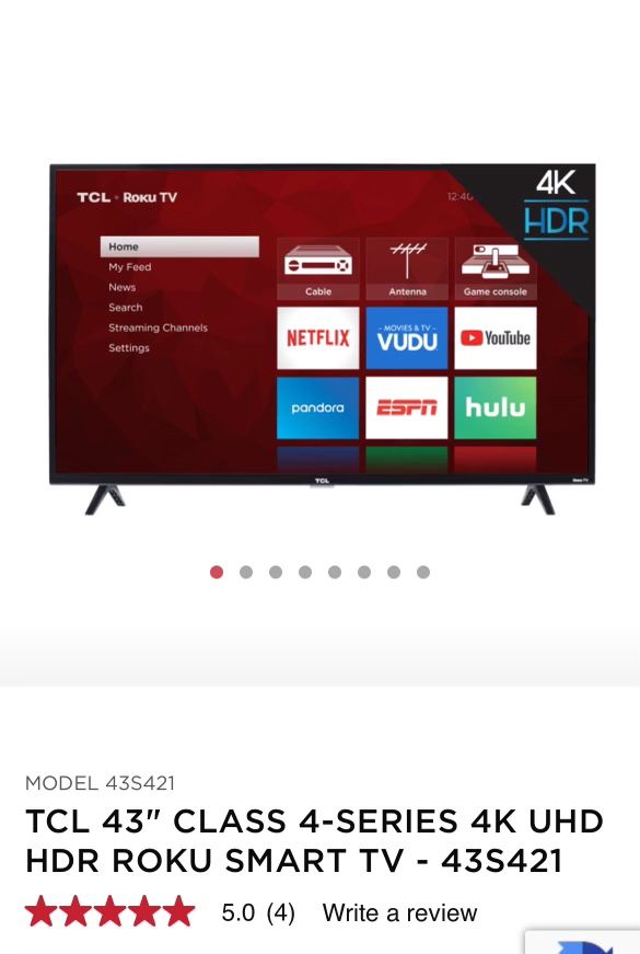 TCL 43” Roku Smart TV + Wall Mount