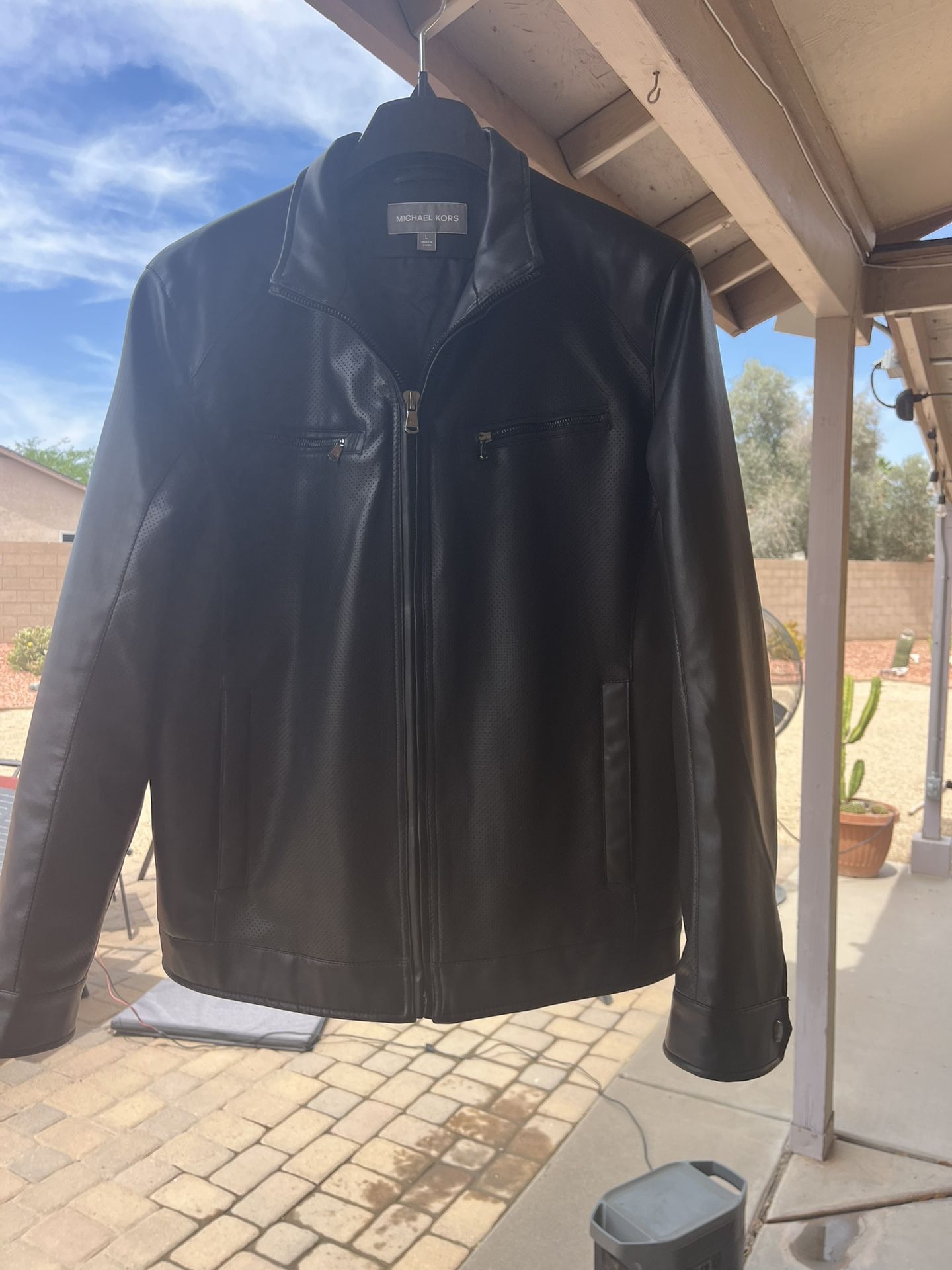 Michael Kors black men’s faux leather jacket