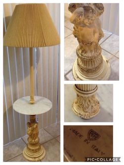 Unique Mid-centuryTable Lamp stand marble w/ cherubs - made in Italy