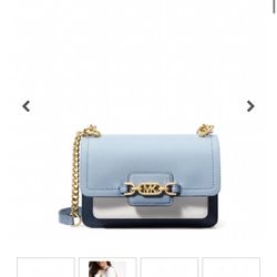 MICHAEL KORS  LeatherHEATHER XS CROSSBODY NAVY WHITE PALE BLUE