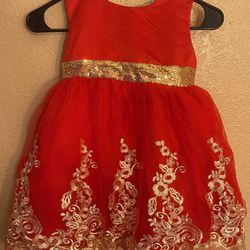 Girls Red & Gold 4/ 5 years Dress