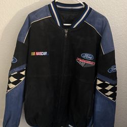Vintage Essex NASCAR Team Ford Racing Suede Jacket RARE