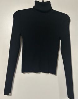 Black Ribbed Turtleneck Long Sleeve Top