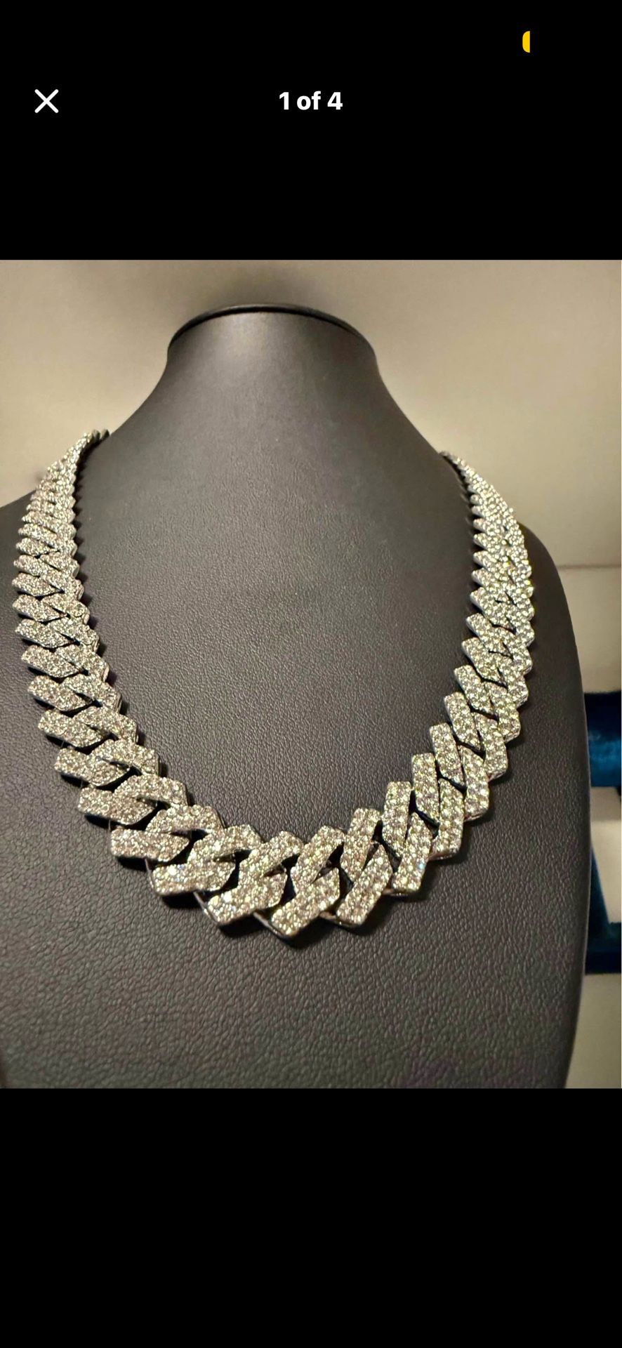 Silver Moissanite Cuban Link 18In