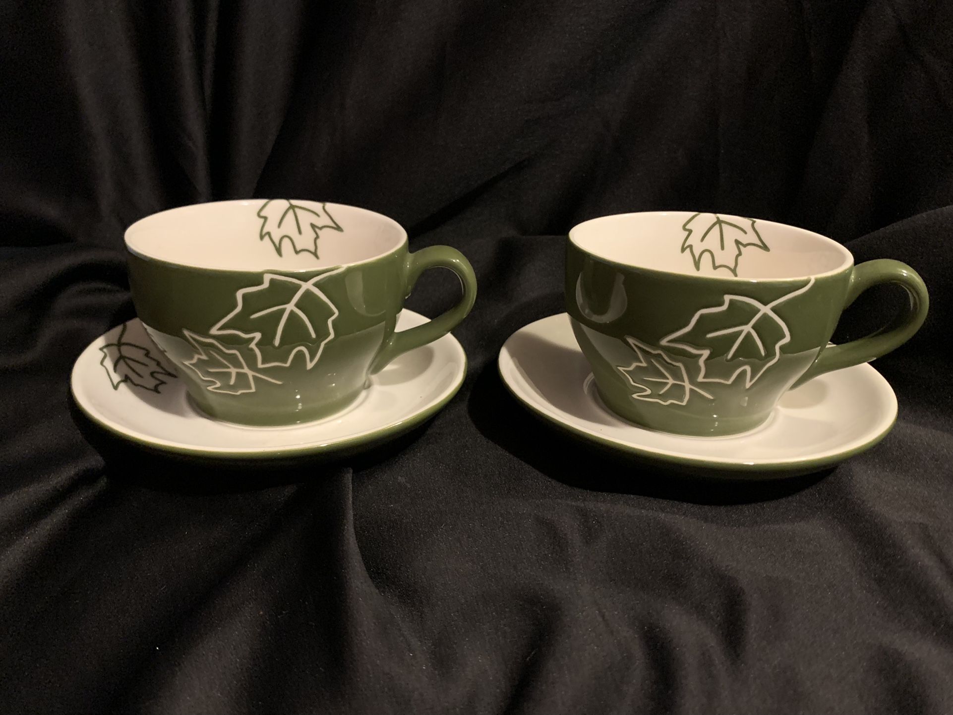 Pair of Fall Starbucks Cups and Saucers